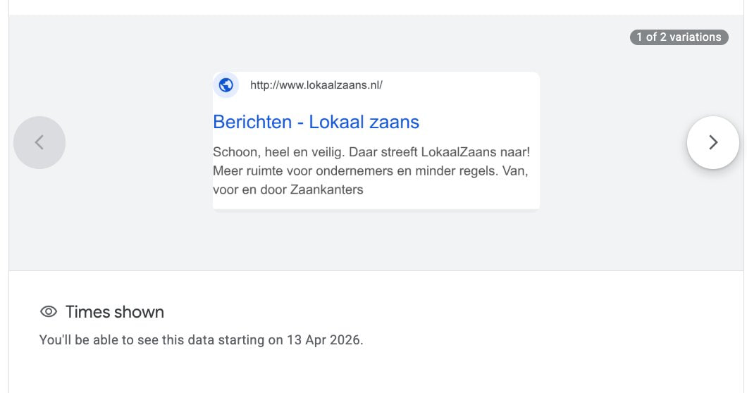Google's Transparency Center shows no reach data until April 2026, a month after elections